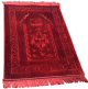 Grand tapis de priere de luxe epais de couleur bordeaux avec motif indiquant la direction de la priere