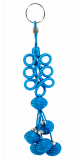 Pendentif / Porte-cles artisanal en sabra avec pompons - Bleu
