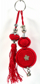 Porte-cles artisanal avec pompon en sabra - Rouge