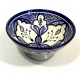 Saladier/Plat creux moyen en poterie peinte et decoree de couleur bleu et blanc