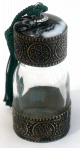 Bouteille artisanale en verre ornee de metal argente et pompon en Sabra - Modele Noir gris flacon 35 ml
