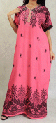 Robe maxi-longue en coton style oriental avec strasse et motif cachemire - Robes maison pas cher pour femme - Couleur Rose
