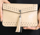 Pochette / portefeuille style oriental a bandouliere amovible - Sac a main pour femme - Couleur creme