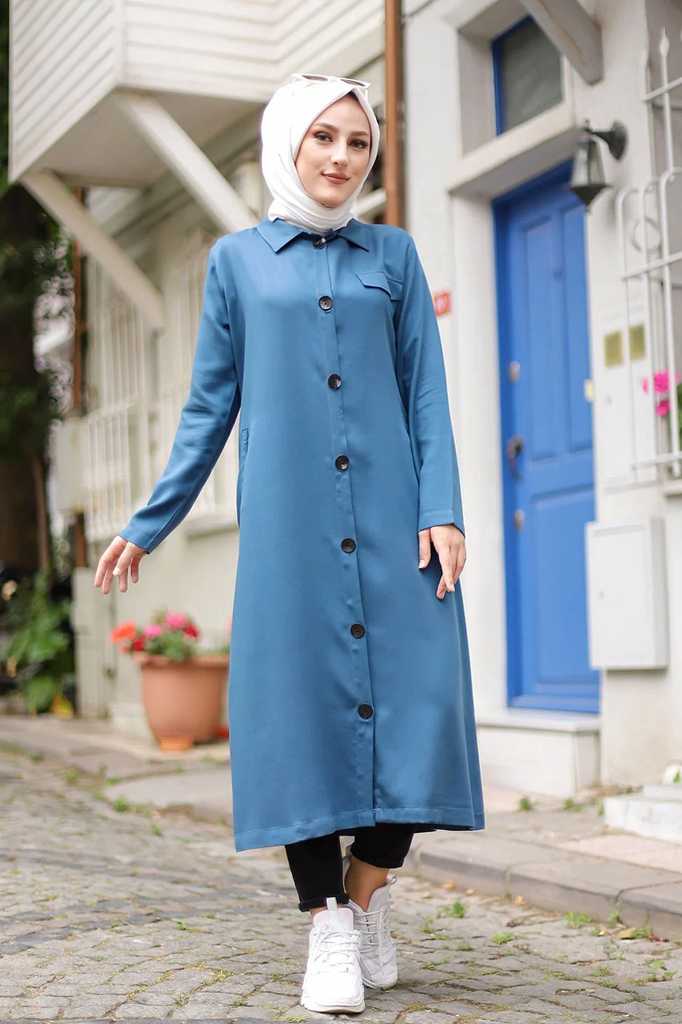 Ensemble ample pour femme : tunique et pantalon (Vêtement chic style  habillé pour femme musulmane) - Couleur bleu pétrole - Prêt à porter et  accessoires sur