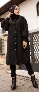 Chemise longue et ample pour femme (Vetement hijab chic et mastour) - Couleur noir