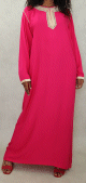 Robe longue en coton avec broderie pour femme - Couleur rose bonbon