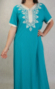 Robe orientale longue avec borderie pour femme (Robes pas cher pour femmes) - Couleur vert emeraude