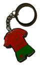 Porte cle metallique vert et rouge sous forme de tenue du foot-ball marocain