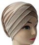 Turban bonnet croise bicolore femme moderne - Couleur Beige et Taupe