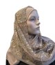 Foulard hijab 1 piece taupe avec motifs