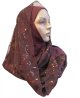 Foulard hijab 1 piece bordeaux avec motifs