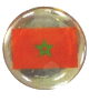 Mini-badge autocollant drapeau marocain (Maroc) sur fond argente