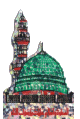 Autocollant "La Mosquee de Medine" holographique vert (salat salam ala rasoul allah)
